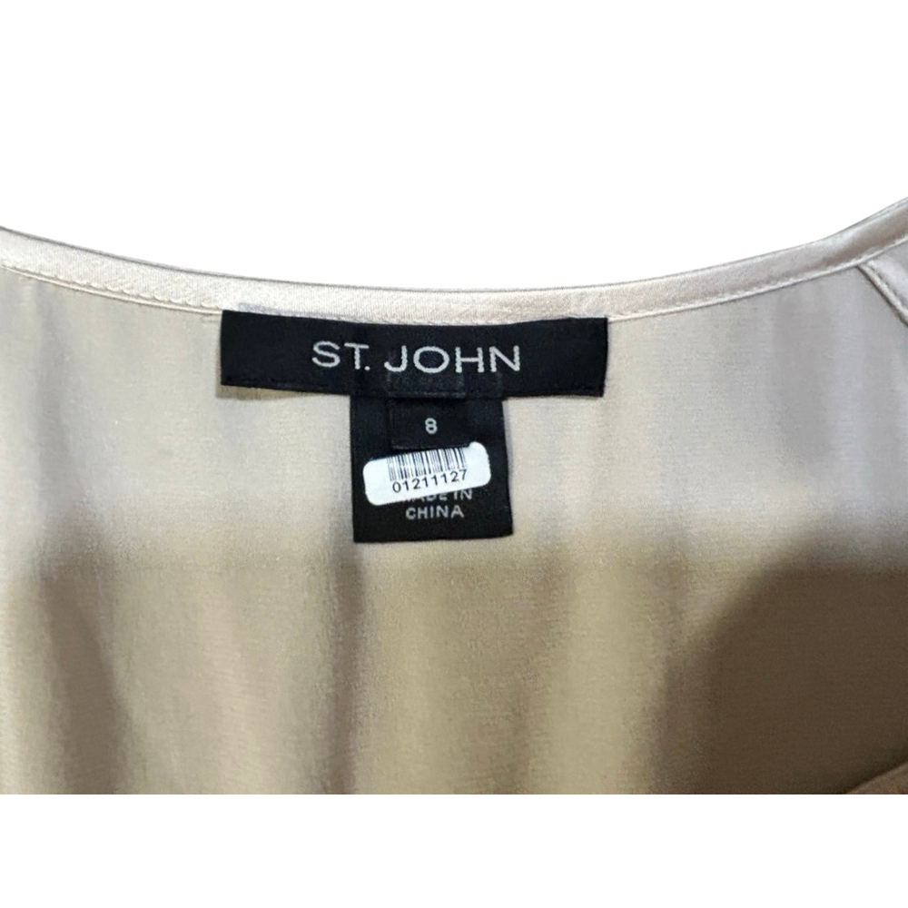 St. John Silk Blend Ruffled Blouse Cream Size 8 - Picture 4 of 8